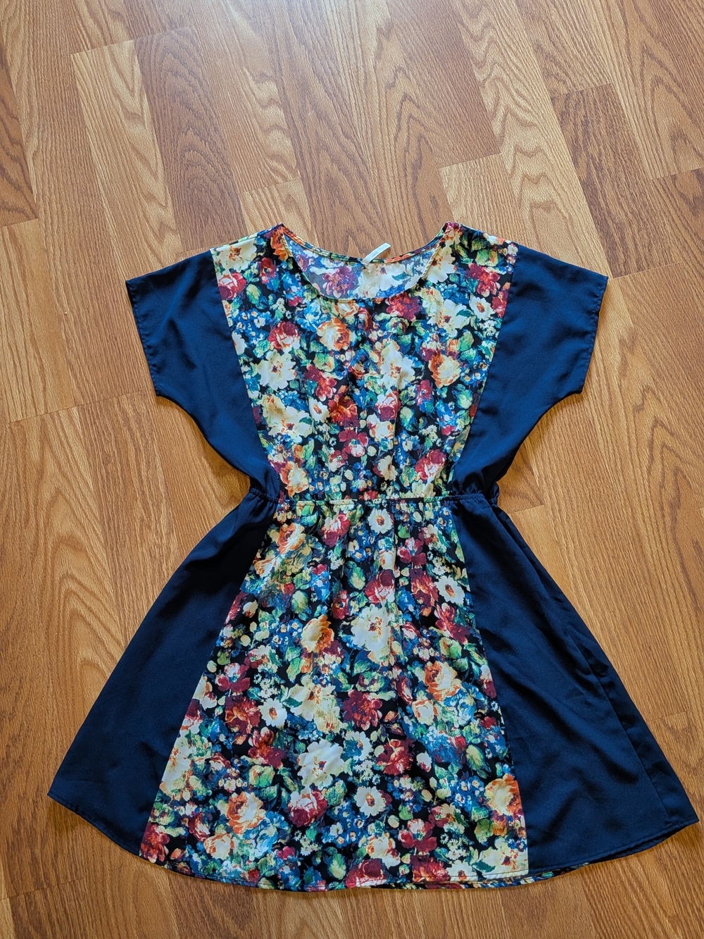 Boutique Navy Floral Panel Dress L